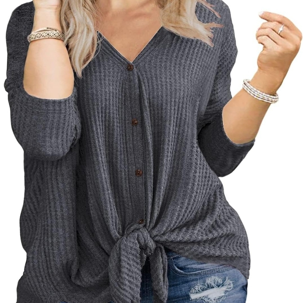 Women's Gray Button Down Shirt